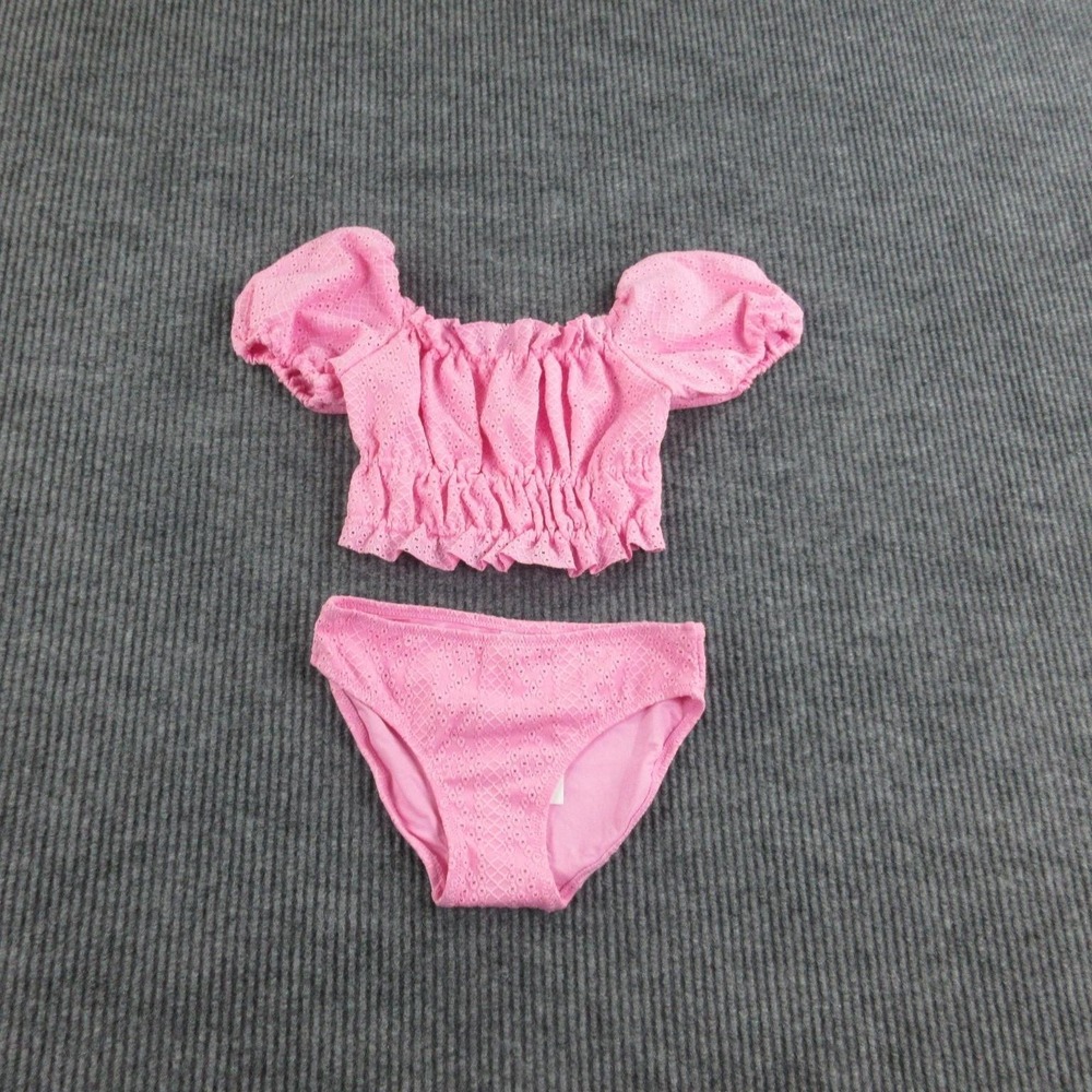 Shade Critters Swim Set Girls 8 Pink Bralette Bikini Lined Geometric NWT